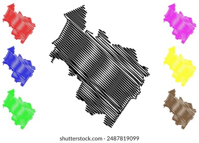 Midden-Drenthe municipality (Kingdom of the Netherlands, Holland, Drenthe province) map vector illustration, scribble sketch Midden Drenthe or Middenveld map