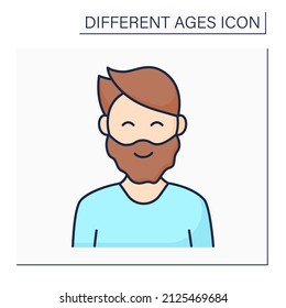Middle adulthood color icon. Mature period. Strong man. Life cycle. Different ages concept. Isolated vector illustration