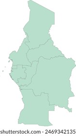 Middle Africa map with 9 countries
