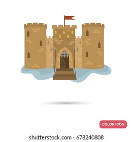 Middle age castle color flat icon for web and mobile design