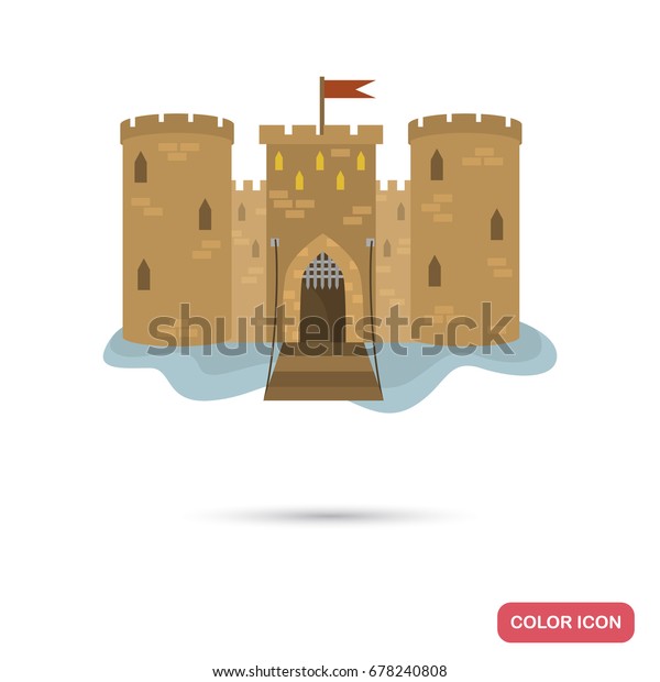 Middle age castle color flat icon for web and\
mobile design