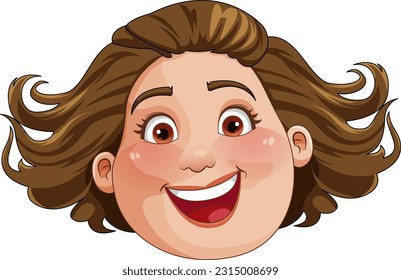 Middle age chubby woman face illustration