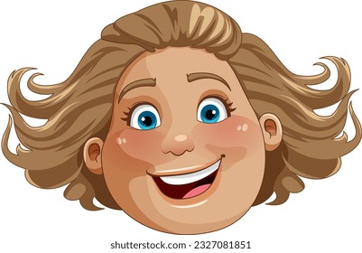 Middle age chubby woman face illustration