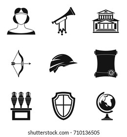 Middle age icons set. Simple set of 9 middle age icons for web isolated on white background