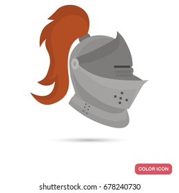 Middle age knight helmet color flat icon for web and mobile design