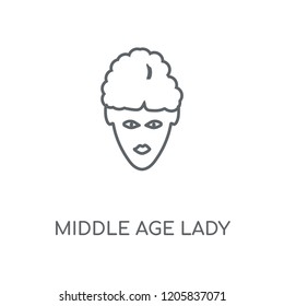 Middle Age Lady linear icon. Middle Age Lady concept stroke symbol design. Thin graphic elements vector illustration, outline pattern on a white background, eps 10.