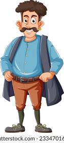 Middle age man cartoon character with mustache illustration