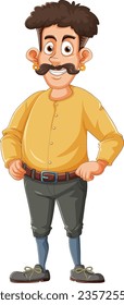 Middle age man cartoon character with mustache illustration