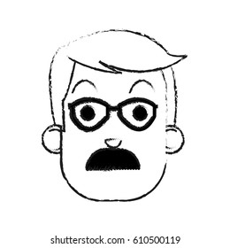 middle age man with glasses and mustache icon image vector illus