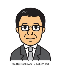 middle age man in gray suit, vector illustration