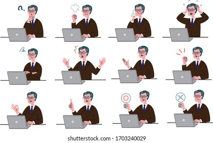 middle age man laptop set