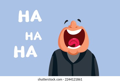 
Middle Age Man Laughing Out Loud Vector Cartoon Illustration. Businessman mocking and laughing condescending 
