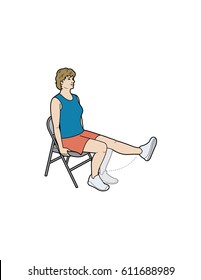 Middle Age Woman Doing A Seated Leg Raise Exercise