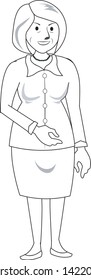 Middle age women standing in a white background.