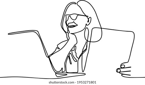 Middle Aged Business Woman Using Laptop Working On Computer Sitting At Desk