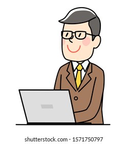 a middle aged businessman with a laptop computer