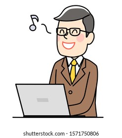 a middle aged businessman with a laptop computer 