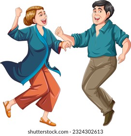 Middle Aged Couple Dancing Vector illustration