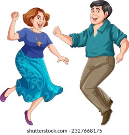 Middle Aged Couple Dancing Vector illustration