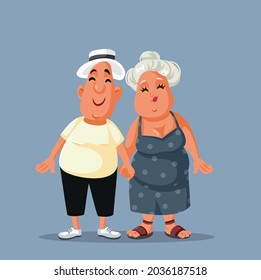 Middle Aged Couple Holding Hands Vector Cartoon

Husband and wife walking together celebrating wedding anniversary 
