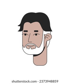 Middle aged male with hollywoodian beard 2D linear cartoon character head. Spanish silver fox man isolated line vector person face white background. Mexican businessman color flat spot illustration