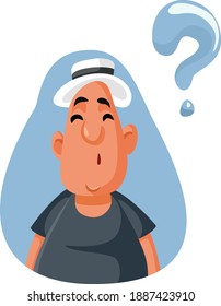 Middle Aged Man Asking Himself Introspective Questions. Funny guy looking for answer to his self-doubting crisis 
