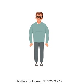 Middle aged man in casual clothes, stage of growing up concept vector Illustration isolated on a white background