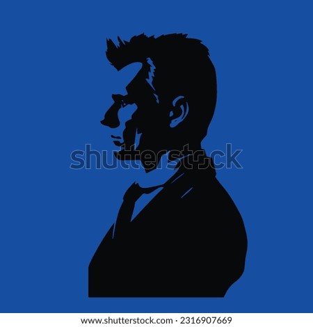 Middle aged man in tuxedo portrait silhouette, Vector