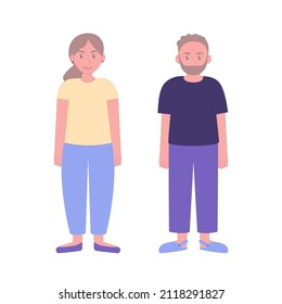 Middle aged man and woman. Vector illustration in a flat style