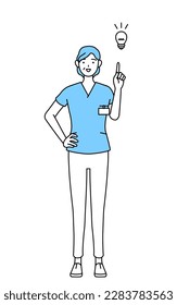 Middle aged, Senior Female nurse, physical therapist, occupational therapist, speech therapist, nursing assistant in Uniform coming up with an idea, Vector Illustration