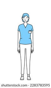 Middle aged, Senior Female nurse, physical therapist, occupational therapist, speech therapist, nursing assistant in Uniform with a smile facing forward, Vector Illustration