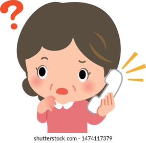 Middle aged woman who doubts the person on the phone line