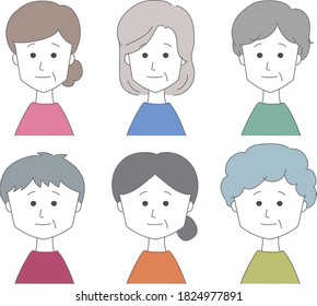 Middle aged women with their friends. Vector illustration isolated on white background.