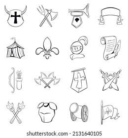 The middle ages icons set isolated on white background