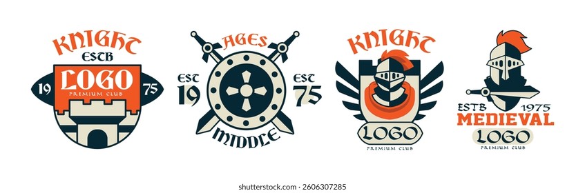 Middle Ages Logo Design and Medieval Emblem Vector Set