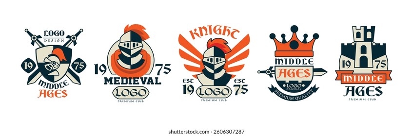 Middle Ages Logo Design and Medieval Emblem Vector Set