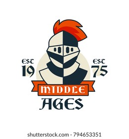 Middle ages logo, esc 1975, vintage badge or label, heraldry element vector Illustration