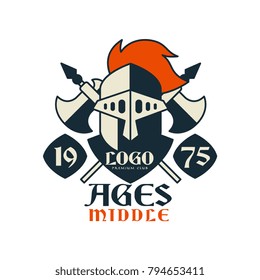 Middle ages logo, estd 1975, vintage badge or label, heraldry element vector Illustration