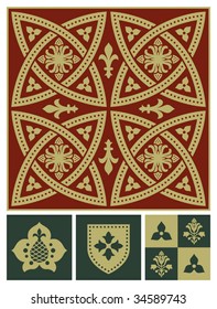 Middle ages ornament set. Vector