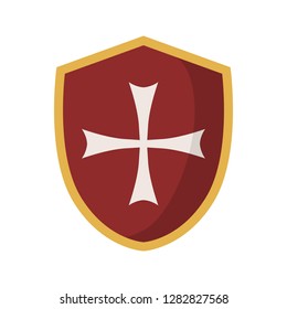 middle ages time color shield flat icon