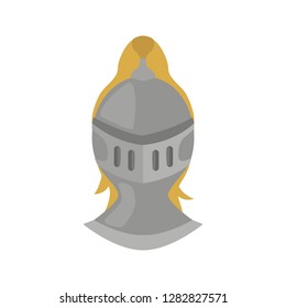 middle ages time helmet color flat icon