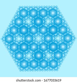 In middle background blue pattern. Snowflake design.