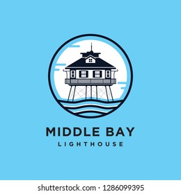 Middle bay lighthouse logo vector