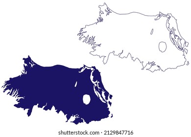 Middle Caicos island (Turks and Caicos Islands, Cenrtal America, Caribbean islands, British Overseas Territory) map vector illustration, scribble sketch map