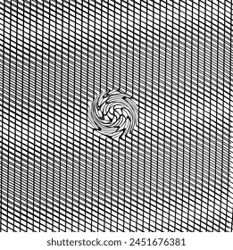In the middle or central part of the fine grating there is a spiral distortion.