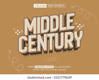 middle century editable text, font effect, 3d text for title