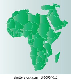 Karte Nahost und Afrika Vektorgrafik des Nahen Ostens und Afrikas mit Ländern der Weltkarte Afrika in Vektorgrafik. Afrika-Länder-Karte. Karte im mittleren Osten.