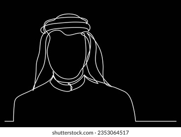 middle east arab man in keffiyeh - single line drawing