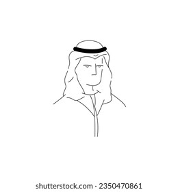 Middle East Arab Man Line Art