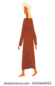 Middle east. Arabic desert traditional people work, carries the goods. Flat vector illustration in cartoon style